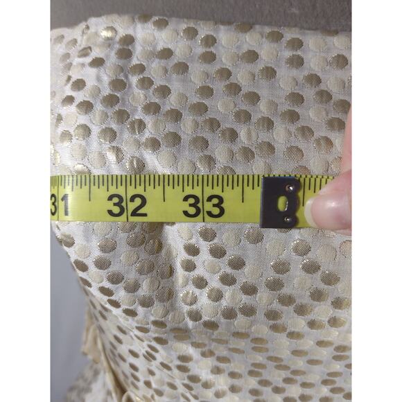 Vintage Betsey Johnson White Gold Polka Dot Strapless Cocktail Party Dress Size4 - Picture 7 of 16